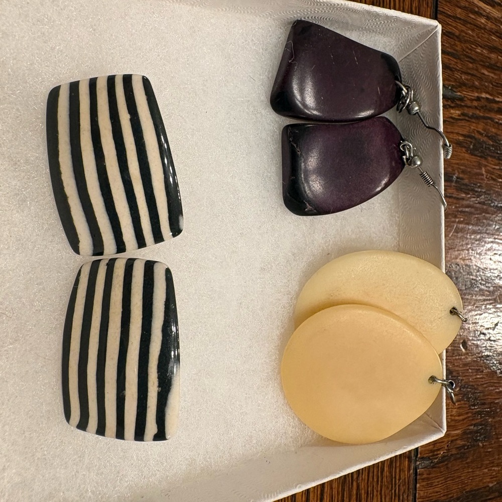 Striped Black and White Earrings Set